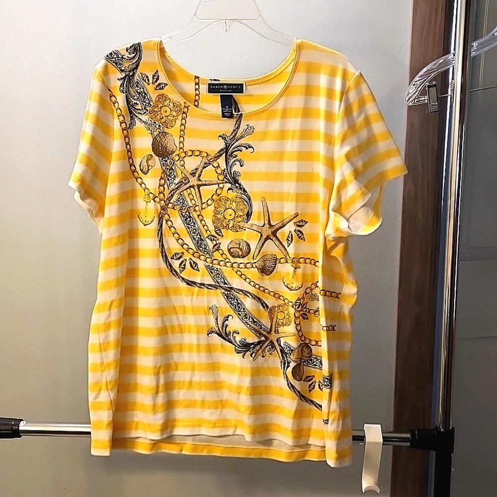 REDUCED!! CUTE!!  FALL CLEARANCE Womens Plus Size Top. Coastal Design.   SIZE 1X